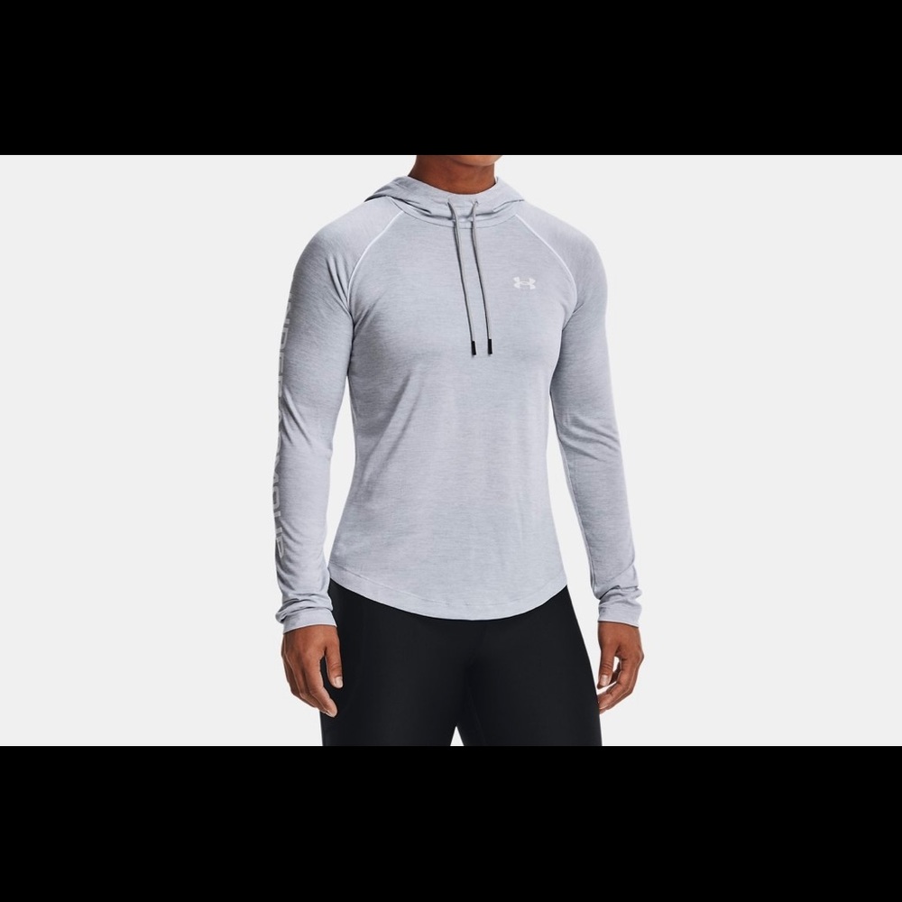 NWOT Under Armour LS Hooded Velocity T, Light Grey, in SZ L.